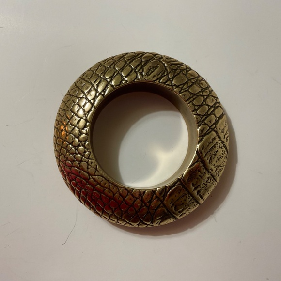 VTG Snakeskin Style Bracelet Gold Tone Black Brass Metal - Picture 4 of 5